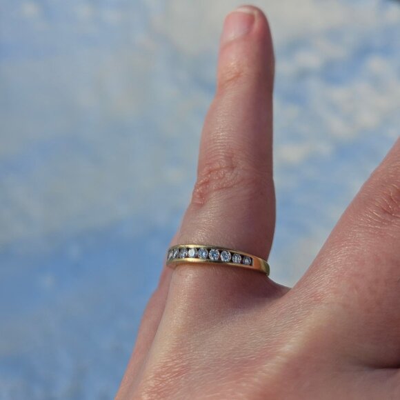 10K Yellow Gold 1/2TCW Diamond Channel Set Band Wedding Ring Size 7.25 - Picture 3 of 15